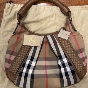 Burberry Phoebe Studded House Check Hobo Bag – New with tags